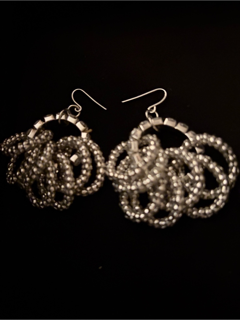 Silver Beaded Loop Drop Earrings